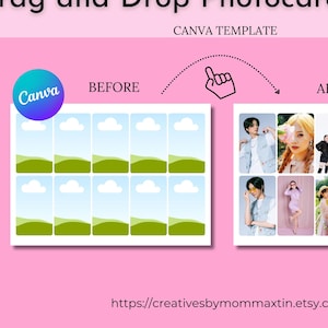 Szablon A4 KPop Digital Photocard Canva | Fan Personalized Custom Frame dla koreańskich miłośników | Wersja do wydruku do pobrania