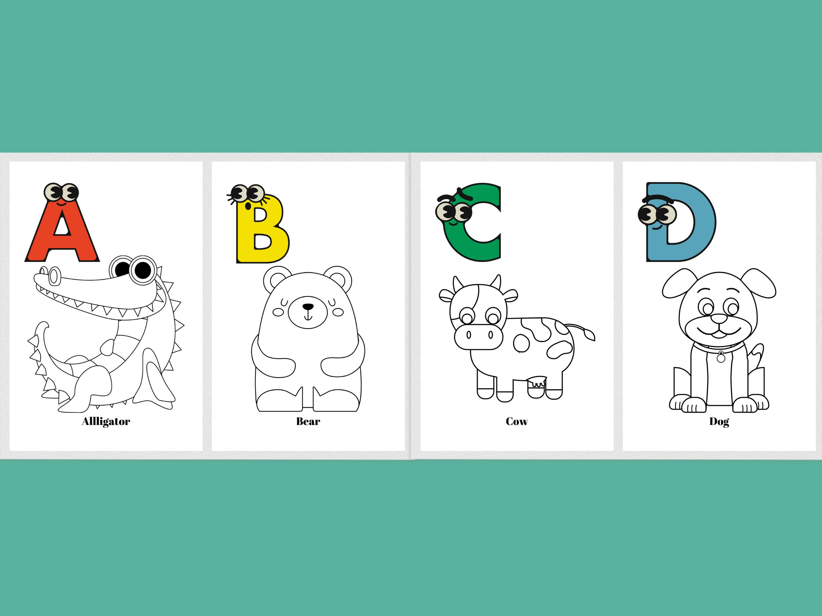 Printable Alphabet Coloring Pages for Kids / Digital Animal Alphabet ...