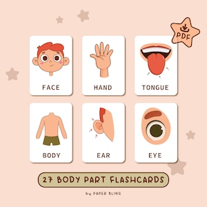 Tarjetas didácticas sobre las partes del cuerpo Materiales Montessori para la educación en el hogar Tarjetas didácticas para niños pequeños Tarjetas didácticas imprimibles sobre las partes del cuerpo Aprende el cuerpo humano Descarga instantánea educativa