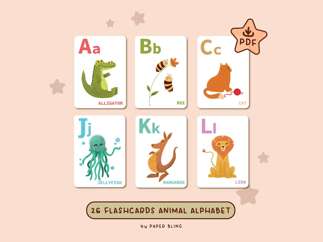 Animal Alphabet Flashcards: Montessori ABC Printable (digital Download ...