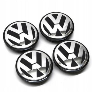 VW Alloy Wheel Centre Caps, 4pcs wheel caps,  Golf Passat Center Cap Black, 4pcs Gift for him easter, Fit Touareg, Transporter