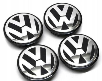 VW Alloy Wheel Centre Caps, 4pcs wheel caps,  Golf Passat Center Cap Black, 4pcs Gift for him easter, Fit Touareg, Transporter