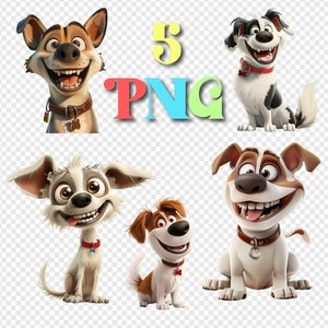 Zestaw clipartów Cute Dogs, Cute Puppy PNG, Cartoon Dog, Puppy Illustrations, PNG Graphics, Printable Baby Animals, Commercial Use