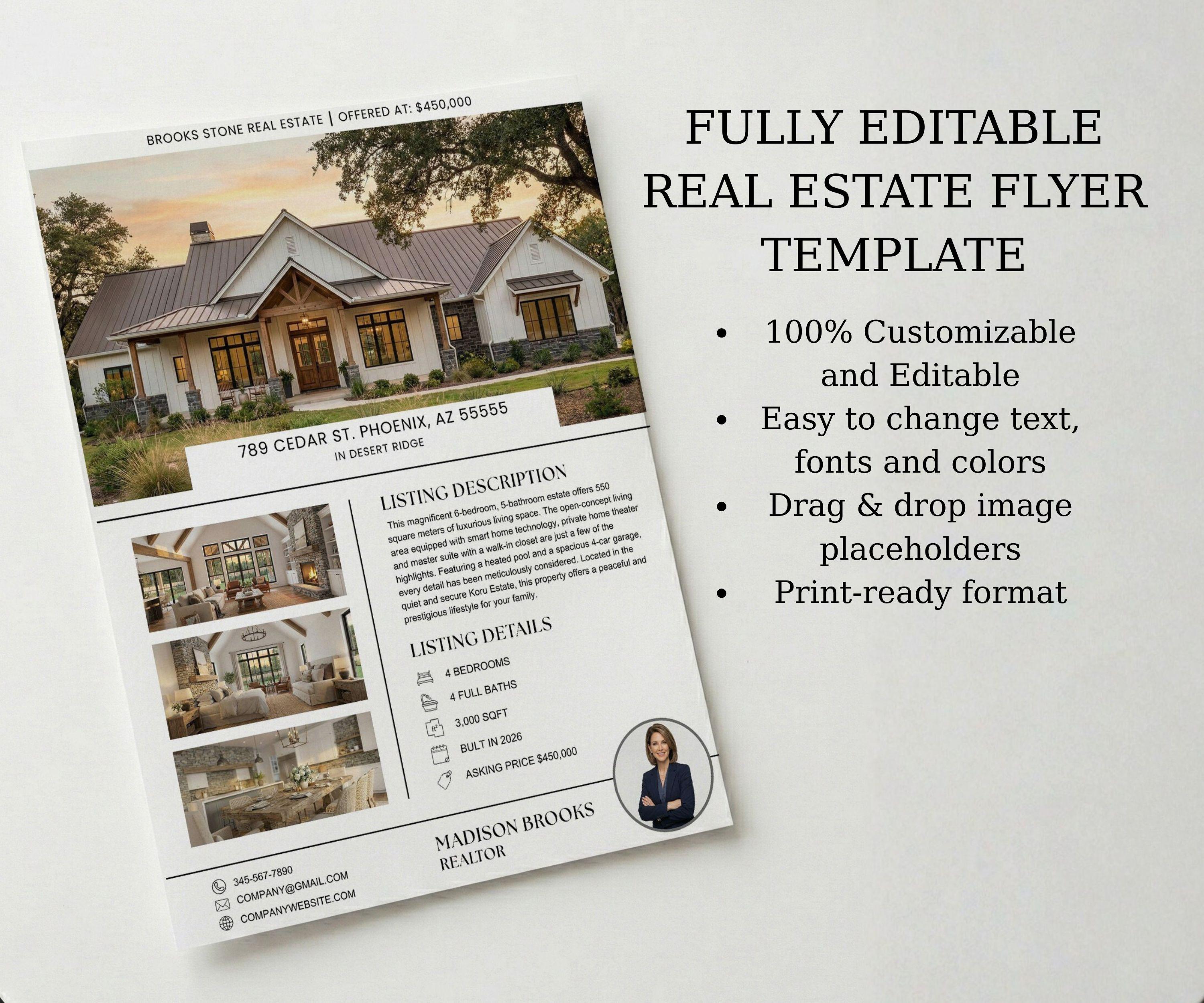 Real Estate Flyer Template Canva | Open House Flyer | Just Listed ...