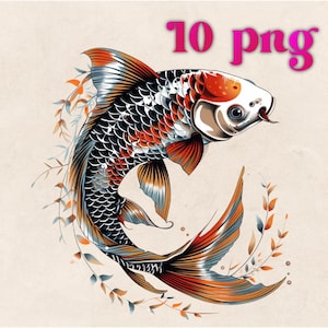Koi Fish Bundle, Japanese Fish png,  Instant Digital Download, Free Commercial Use,  Watercolor Koi Fish Clipar, Digital Graphic