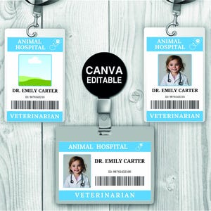 Crachá de identificação de médico para impressão, modelo de cartão de identificação de médico, crachá de identificação de enfermeiro médico personalizado, crachá de identificação para impressão, crachá de identificação de médico, fácil edição