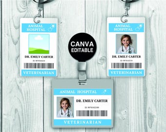 Printable Doctor ID Name Badge,Doctor Id Card Template, Custom Doctor Nurse ID Badge ,Printable Name Badge, Doctor Id Badge, Easy Editable