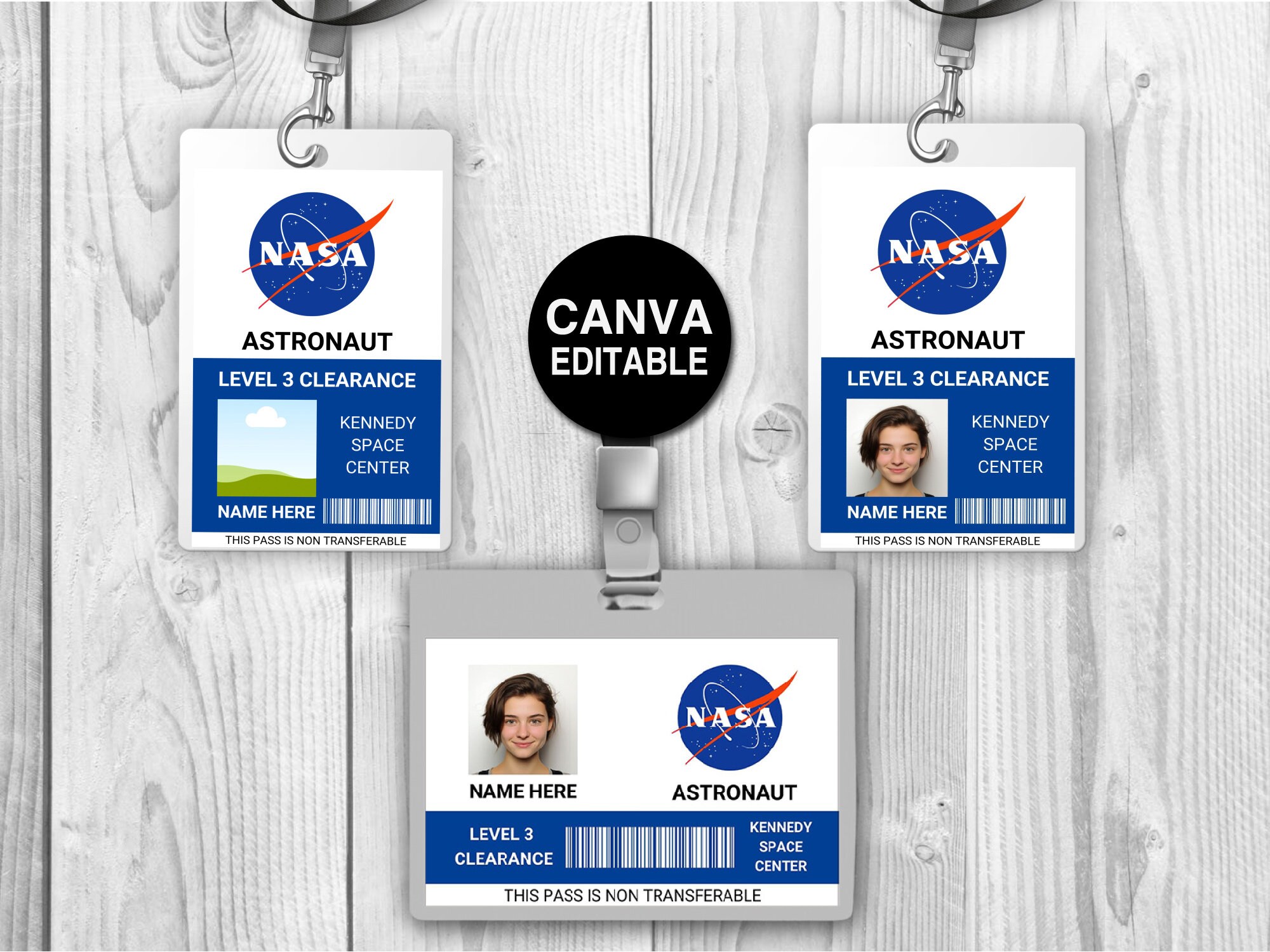 NASA Astronaut ID Badge Template , Name Badge, Space Astronaut Prop for Cosplay Costume, Custom Ticket, Printable Outer Space Party Favors - Etsy