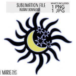 Tribal Sublimation Designs For Shirts Sun and Moon with Stars Mystical Png Celestial Sun Png Sublimation Print File Digital Downloads