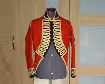 British Military Officer Uniform, Gold Braid Tailcoat, Men Wool Tailcoat Military Uniform Black Face lapels Expedited Shipping Worldwide