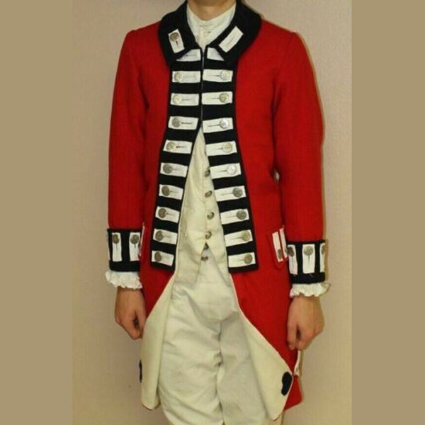 New Men's 1775th-83th Marine Crop Red Wool British Tailcoat Military Jacket Uniform reproduction Coat Expedited Shipping Worldwide