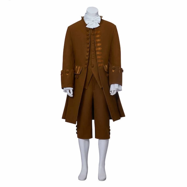 New Brown 18th Century Military Frock Coat Men's Medieval Uniform Outfit Victorian Handmade Expedited Shipping Services Available Worldwide