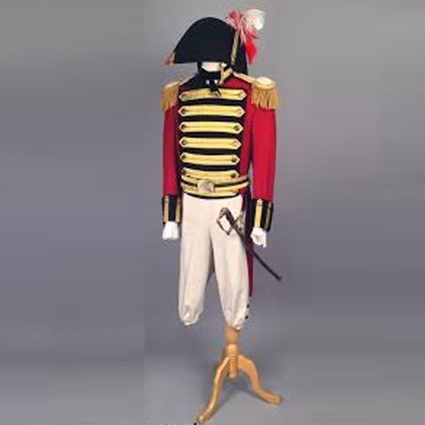Nouvel uniforme d'officier militaire britannique historique rouge, queue de pie en laine pour homme uniforme militaire noir revers visage expédition accélérée dans le monde entier