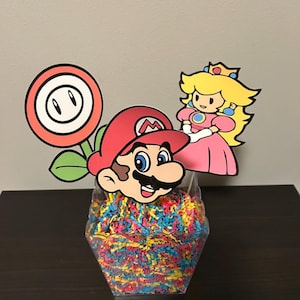 Super Mario Centerpieces – Mario Party Table Decorations, Mario Bros Birthday Decor, Gamer Party Supplies, Mario and Friends Centerpiece Set