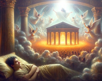 Christian Art: "Isaiah Sees the Lord" Printable download art. Isaiah's vision of the Lord in His temple. 10500x6000 px