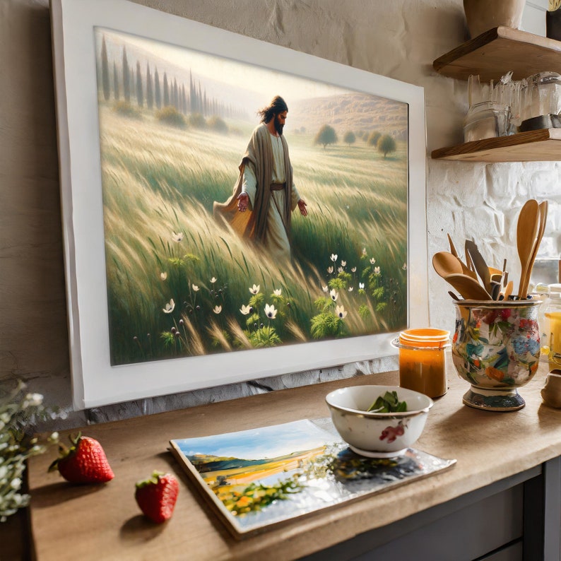 Christian Art lilies of the Field. Printable Download Art of Jesus