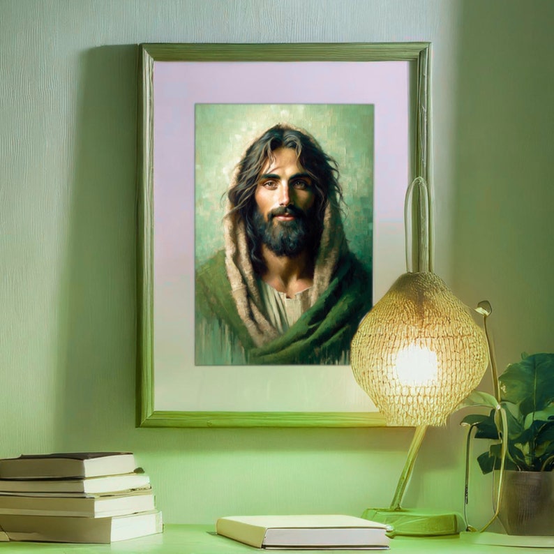 Jesus Portrait in Green, Printable Download, 5143 ?? 9000 - Etsy