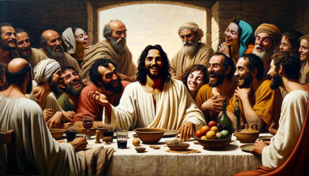 Arte cristiano: "Comer con publicanos y pecadores". Descarga imprimible  arte de Jesús con los despreciados de la comunidad. 9000 X 5143 píxeles -  Etsy ...
