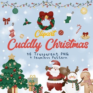Clipart Noël, Noël, collection Noël câlin, Clipart, mignon, produit numérique, clipart numérique