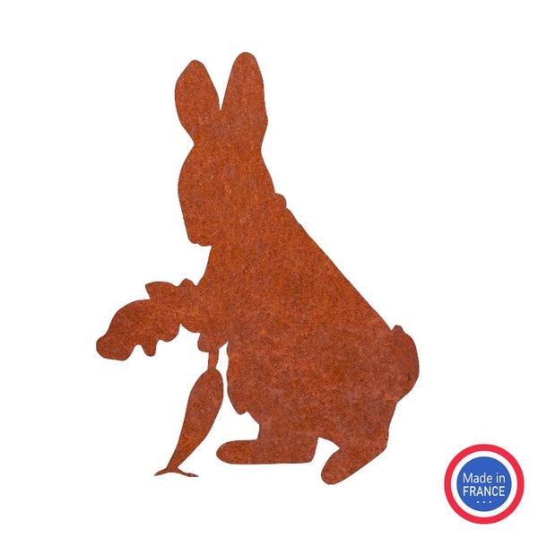 Silhouette Pierre Lapin - Peter Rabbit - métal rouillé - acier corten - décoration jardin - statue jardin - sculpture - cadeaux jardinage