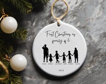 Personalized Christmas ornament, family ornament, family of 6 ornament, christmas gift, memorable gift,