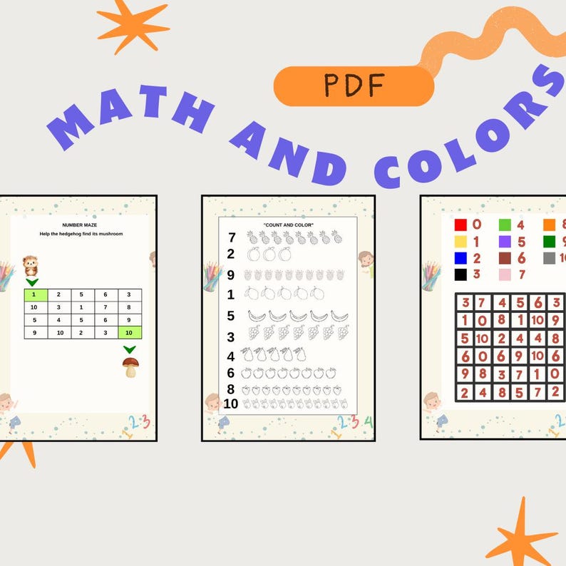 Math Worksheet. Math and Colors for Young Children. Tasks in ...
