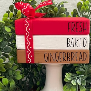 Fresh Baked Gingerbread book stack Farmhouse wood book stack/ Home Sweet Home/ book bundle/ tiered tray decor/ home decor