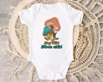 Stay Wild Moon Child Onesie - Inspirational Retro Bodysuit - Mushroom New Born Outfit