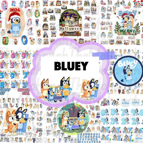 Mega Blauer Hundesvp Bundle, Blauer Hund Geburtstags Bundle Blauer Hund Familie Png-Dateien, Png für Shirts, Geburtstag Png, Clipart Png, digitaler Download
