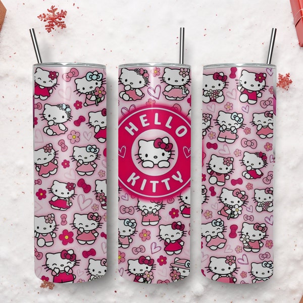 Cartoon Tumbler Png, Cute Caties Tumbler Wrap,20oz Straight Skinny Wrap, Pink Caties, Pink Cat Tumbler Wrap, Sublimation Design