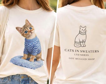 Katzen in Pullover T-Shirt | Kätzchen Illustration, Baumwolle