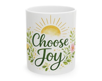 Choose Joy Coffee Mug: Inspirational Floral Design Gift
