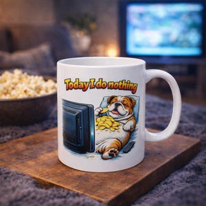 Lustige Bulldogge Kaffeetasse: Retro Comic, Fauler Hundeliebhaber Geschenk
