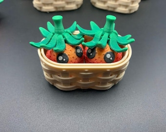 3D Printed Tickle Strawberry Fidget Toy Backpack Bling Desk Decor