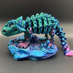 3D Printed Articulated Flexi Ankylosaurus Skeleton Dinosaur Fidget Toy Movable Jurassic Flexible Figure Gift for Dino Lovers & Collectors