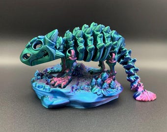 3D Printed Articulated Ankylosaurus Skeleton: Flexible Dinosaur Fidget Toy