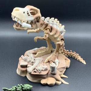 3D Printed Articulated Flexi T-Rex Skeleton Dinosaur Poseable Toy Jurassic Figure Flexible Fidget Toy Gift for Dino Lovers & Collectors