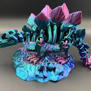 Flexi Stegosaurus 3D Printed Articulated Skeleton Dinosaur Jurassic Figure Flexible Desk Fidget Toy Gift for Dino Lovers & Adult Collectors