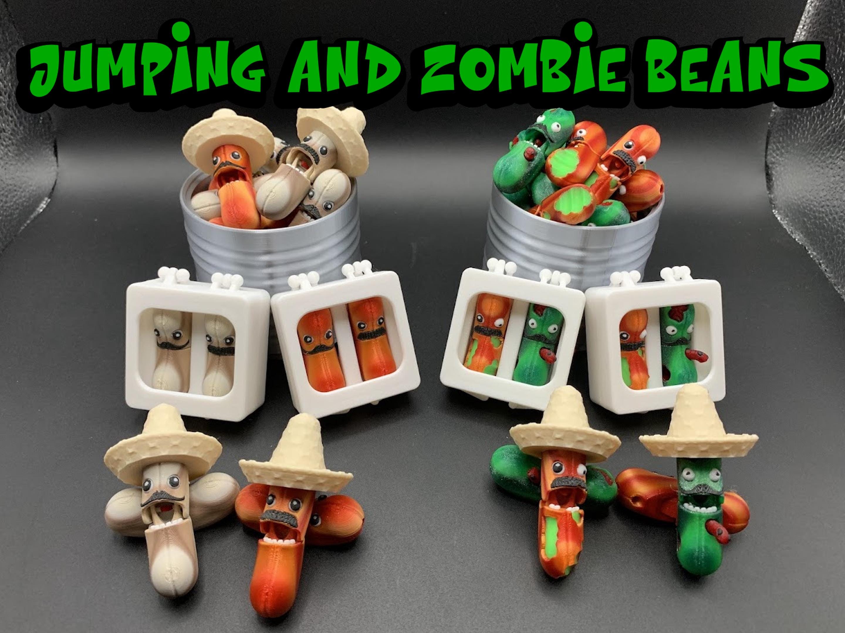 3D Printed Magnetic Jumping Beans + Zombie Beans Funny Flickable