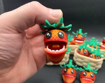 3D Printed Tickle Strawberry Fidget Toy Backpack Bling Desk Decor