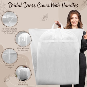 Breathable Wedding Dress Bag With Handle Bridal Dress Travel Carrier Long Dress Cover Bag image 1