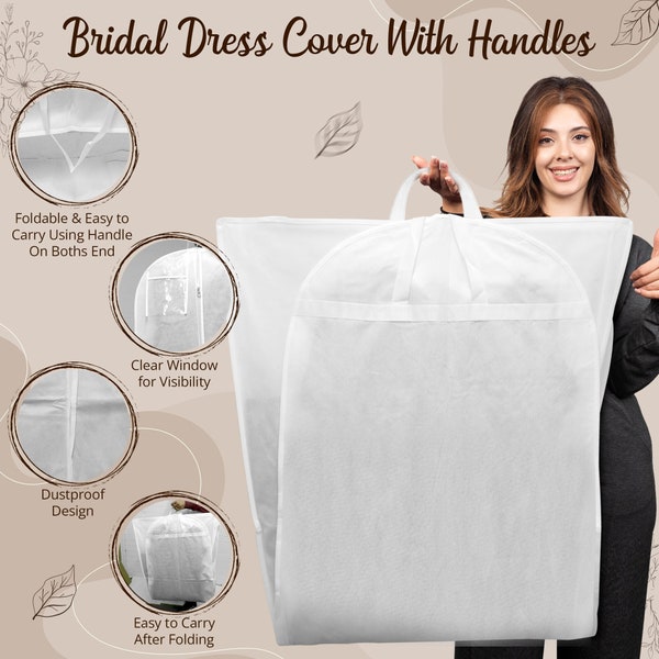 Breathable Wedding Dress Bag With Handle Bridal Dress Travel Carrier Long Dress Cover Bag