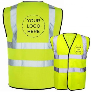 Personalized Hi Vis Vest Custom Printed - High Visibility Adult Safety Waistcoat