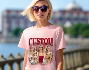 Maglietta personalizzata bootleg anni '90: maglietta con foto personalizzata, regalo di San Valentino