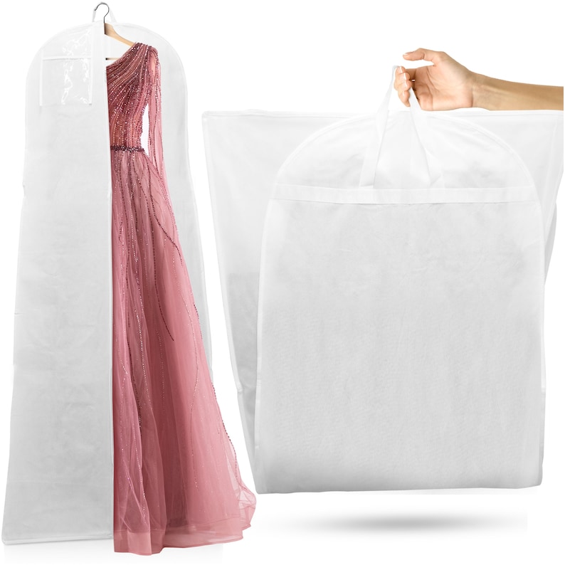 Breathable Wedding Dress Bag With Handle Bridal Dress Travel Carrier Long Dress Cover Bag image 2