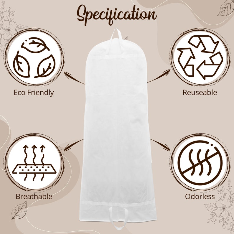 Breathable Wedding Dress Bag With Handle Bridal Dress Travel Carrier Long Dress Cover Bag image 5