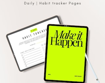 Goodnotes Digital neon habit tracker pages