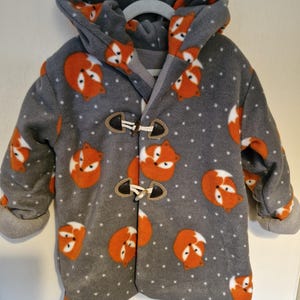 Handmade fox print fleece coat 3 -4 years