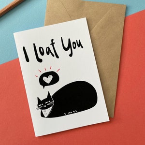 Carte d'amour de chat A6 | Je te fais plaisir | Carte de Saint-Valentin simple chat smoking | Jolie carte de fête des mères pour les amoureux des chats | carte d'anniversaire en noir et blanc