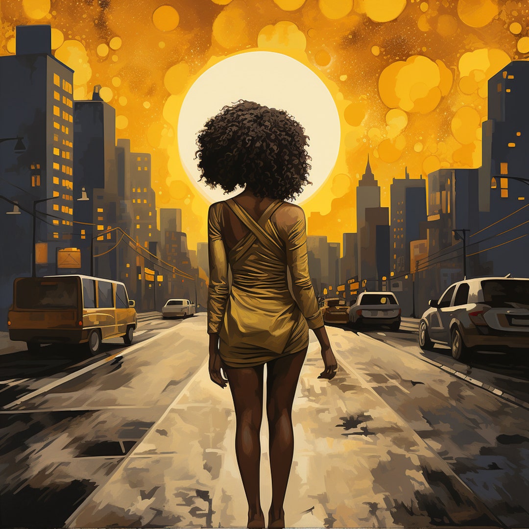 Black Girl Sun City Wall Art Black Woman Art Print Black Woman Poster ...